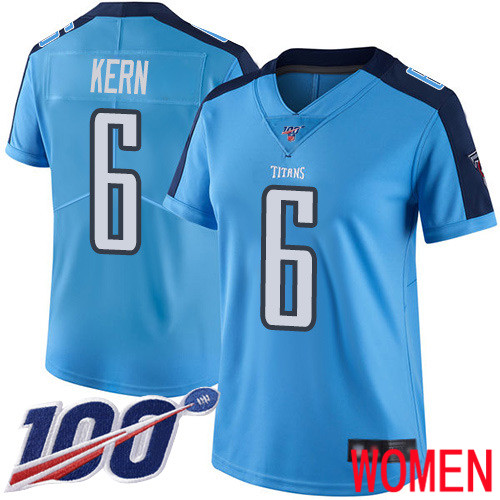 Tennessee Titans Limited Light Blue Women Brett Kern Jersey NFL Football #6 100th Season Rush Vapor Untouchable->youth nfl jersey->Youth Jersey